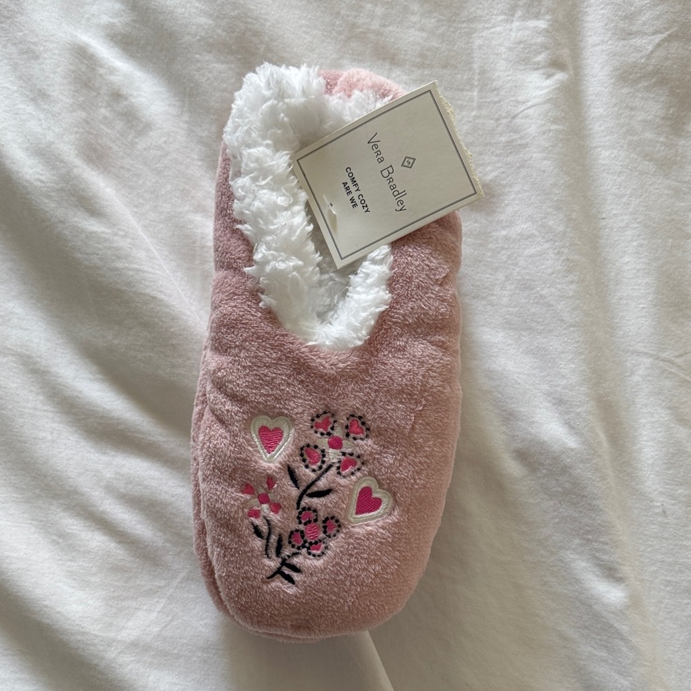 Vera Bradley Blush Pink Embroidered Slippers